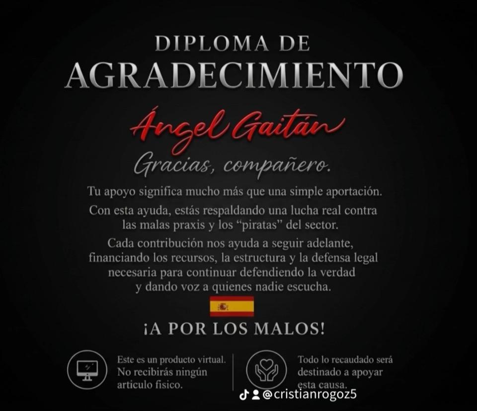 Diploma Ángel Gaitán al taller AUTO-KRISZ Elche por apoyo contra malas praxis en el sector del automóvil
